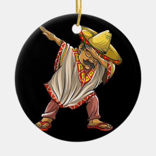 Funny Mexican Poncho Mannen Women Cool Dabbing Keramisch Ornament (Voorkant)