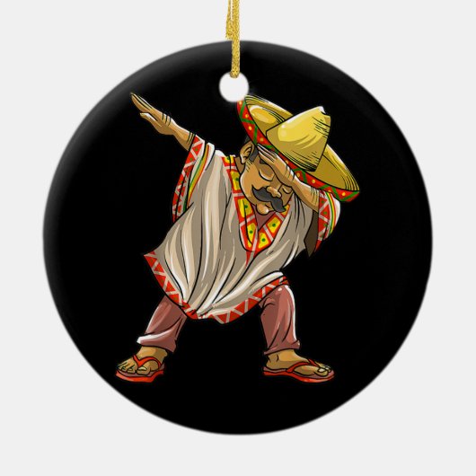 Funny Mexican Poncho Mannen Women Cool Dabbing Keramisch Ornament (Achterkant)