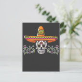 Funny Mexican Skull Sombrero Cinco de Mayo Briefkaart (Staand voorkant)