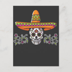 Funny Mexican Skull Sombrero Cinco de Mayo Briefkaart