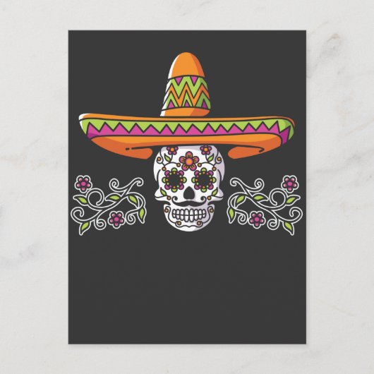Funny Mexican Skull Sombrero Cinco de Mayo Briefkaart (Voorkant)