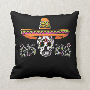 Funny Mexican Skull Sombrero Cinco de Mayo Kussen