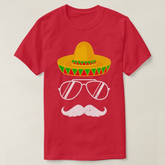 Funny mexican sombrero snor face for Cinco de T-shirt (Design voorkant)