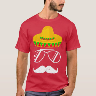 Funny mexican sombrero snor face for Cinco de T-shirt