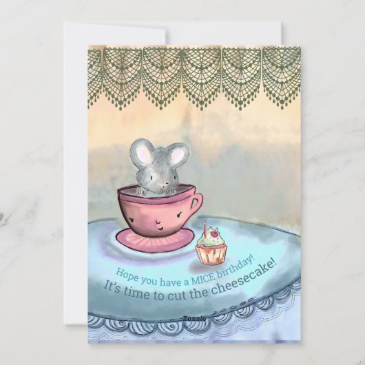 Funny Mice Teacup Gepersonaliseerde Verjaardag Kaa Feestdagenkaart (Achterkant)