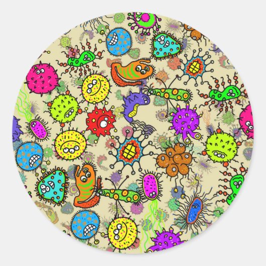 Funny Microscopic Laboratories Organismen Ronde Sticker (Voorkant)