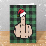 Funny Middle Finger Santa Hat Folded Kerstmis Feestdagen Kaart<br><div class="desc">Een ,  voor de hand liggend wenskaart voor de vakantietijd. Beide tekstvakjes op het binnenland zijn de stijl van de sjabloon,  en kunnen gemakkelijk worden gepersonaliseerd zoals nodig. De groet stroom;y leest "Merry What..".</div>