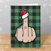 Funny Middle Finger Santa Hat Folded Kerstmis Feestdagen Kaart