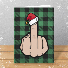 Funny Middle Finger Santa Hat Folded Kerstmis Feestdagen Kaart