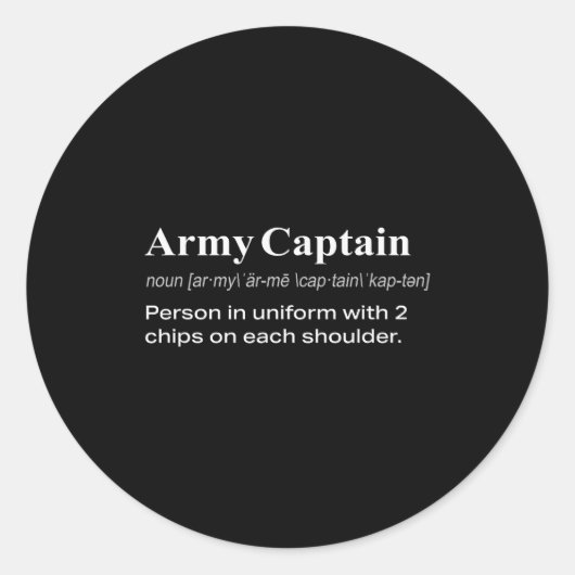 Funny Military Army Captain Definition Gift  Ronde Sticker (Voorkant)