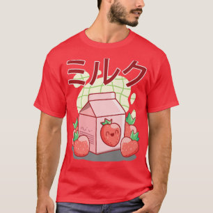 Funny Milk Retro 90's Shake Japans Kawaii Strawbe T-shirt