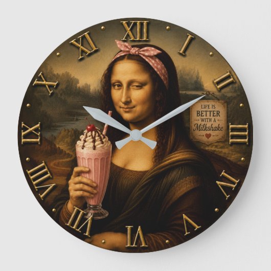 Funny Milkshake Mona Lisa Grote Klok (Voorkant)
