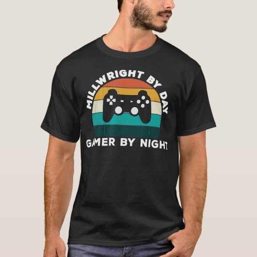 Funny Millwright-gamer van 's nachts video G T-shirt (Voorkant)