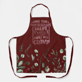 Funny Mind je eigen koekjes Burgundy Holiday Schort (Voorkant)