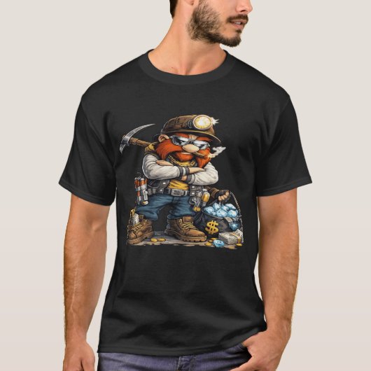 Funny Miner Raccoon Graphic T-Shirt for Men (Voorkant)