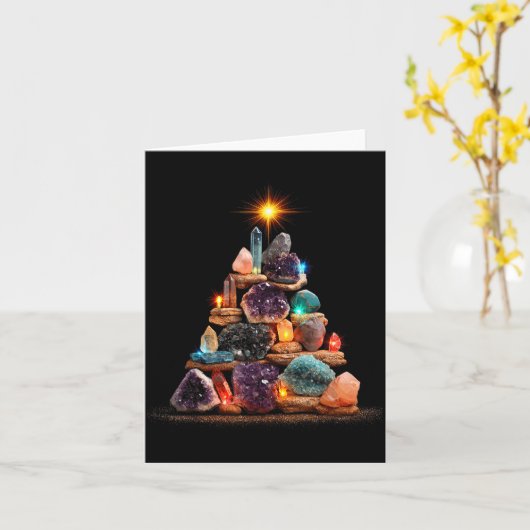 Funny Minerals Christmas Tree Graphic Crystals Kaart (Gele Bloem)