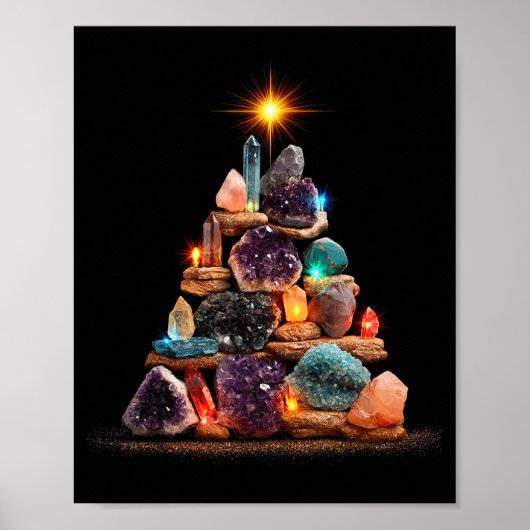 Funny Minerals Christmas Tree Graphic Crystals  Poster (Voorkant)