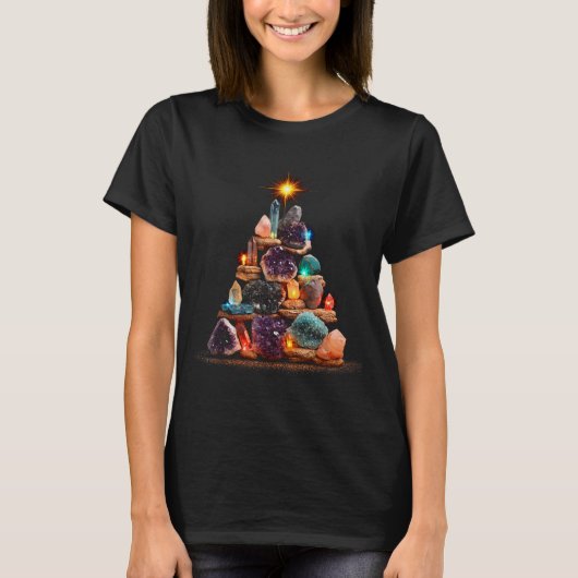 Funny Minerals Christmas Tree Graphic Crystals T-shirt (Voorkant)