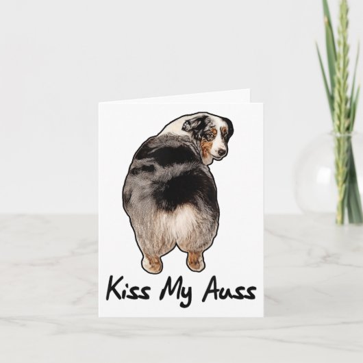 Funny Miniature Australian Shepherd Kiss My Auss M Kaart (Voorkant)