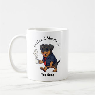 Funny Miniature Pinscher Dog Business Suit Coffee  Koffiemok