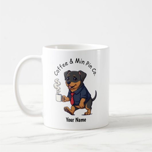 Funny Miniature Pinscher Dog Business Suit Coffee Koffiemok (Links)