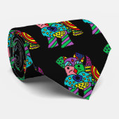 Funny Miniature Schnauzer Dog Abstracte Kunst Stropdas (Opgerold)