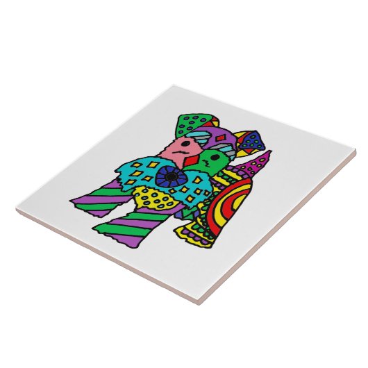 Funny Miniature Schnauzer Dog Abstracte Kunst Tegeltje (Zijkant)