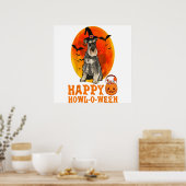 Funny Miniature Schnauzer Dog Halloween Happy Howl Poster (Keuken)