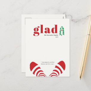 Funny Minimal Ivory Red nieuwjaar Feestdagenkaart