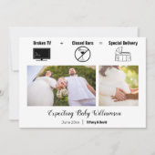 Funny Minimalist Broken TV Zwangerschap Aankondiging (Voorkant)