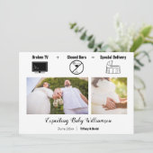 Funny Minimalist Broken TV Zwangerschap Aankondiging (Staand voorkant)