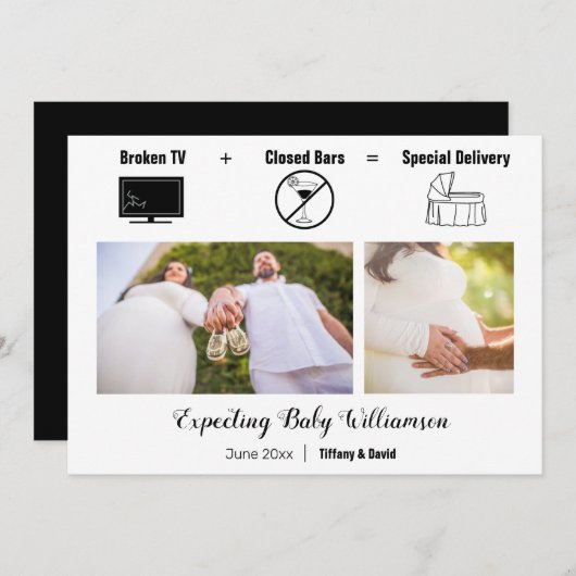 Funny Minimalist Broken TV Zwangerschap Aankondiging (Voorkant / Achterkant)
