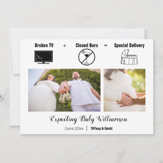 Funny Minimalist Broken TV Zwangerschap Aankondiging