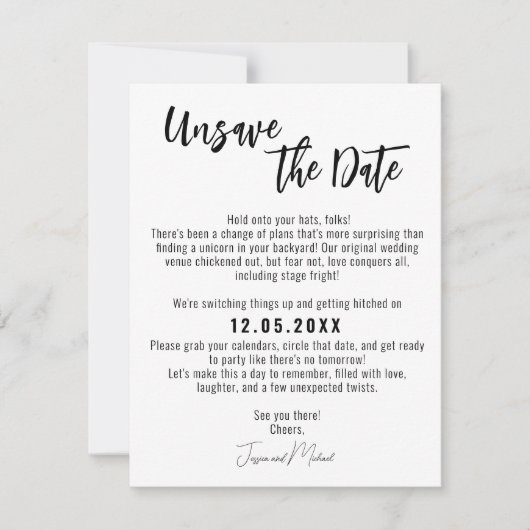 💍 Funny Minimalist Elegant Unsave the Date Save The Date (Voorkant)