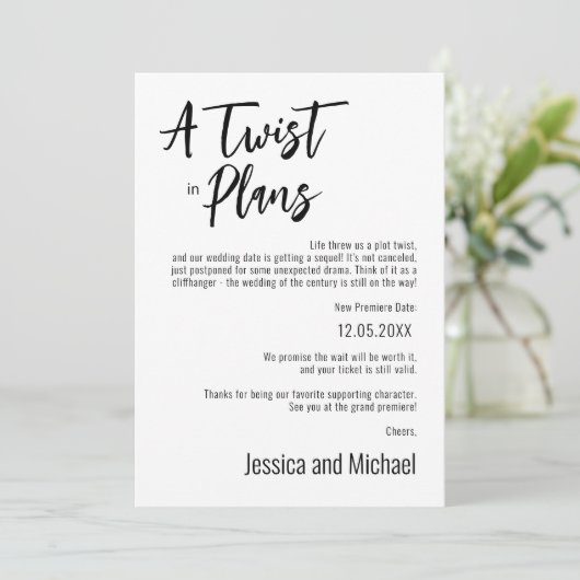 💍 Funny Minimalist Elegant Verandering van planne Save The Date (Staand voorkant)