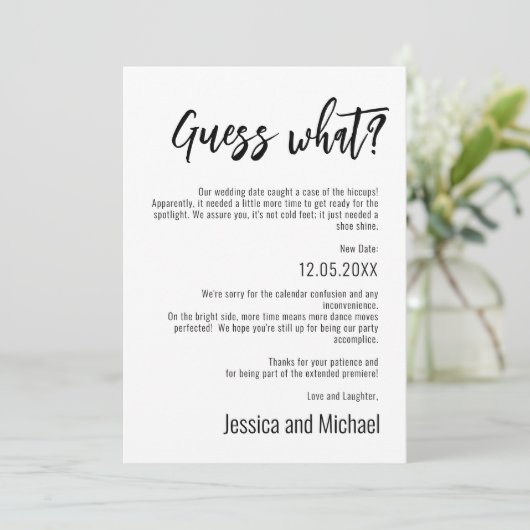 💍 Funny Minimalist Elegant Verandering van planne Save The Date (Staand voorkant)