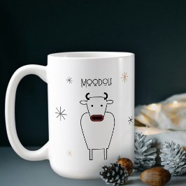 Funny Minimalist Moodolf The Red Nose Reindeer Pun Koffiemok
