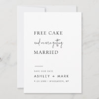 Funny Minimalist Script Free Cake Wedding