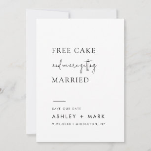 Funny Minimalist Script Free Cake Wedding Save The Date