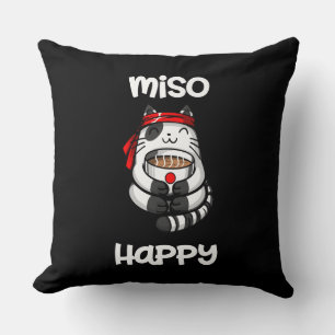 Funny Miso Happy Cat Sushi Pet Lover Kussen