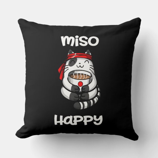 Funny Miso Happy Cat Sushi Pet Lover Kussen (Voorkant)