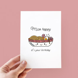 Funny Miso Ramen Birthday Flat Kaart