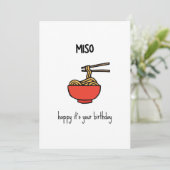 Funny Miso Ramen Pun Birthday Kaart (Staand voorkant)