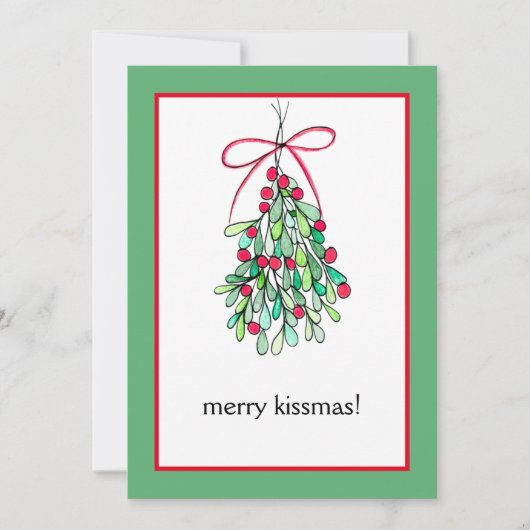Funny Mistletoe Merry Kissmas Kerstmis Feestdagenkaart (Voorkant)