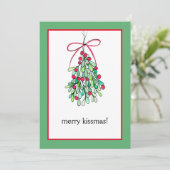 Funny Mistletoe Merry Kissmas Kerstmis Feestdagenkaart (Staand voorkant)