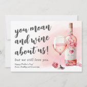 Funny Moan and Wine Moederdag Kaart (Voorkant)