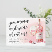 Funny Moan and Wine Moederdag Kaart (Staand voorkant)