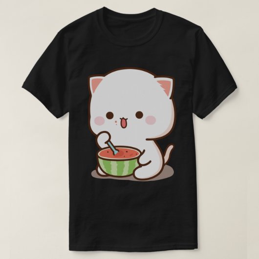 Funny mochi mochi peach cat Sticker.png T-shirt (Design voorkant)