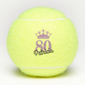 Funny Modern 80th Birthday Court Queen Tennisballen (Voorkant)