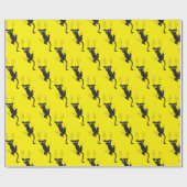 Funny Modern Black Cat Scratch op geel Cadeaupapier (Vlak)